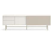 TEULAT Mueble tv 2 puertas 2 cajones en pie de hierro lacado crema 180x56 cm