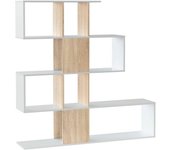HOMN Estantería librería color blanco/roble 10 huecos para salón o comedor