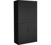 Tectake Armario archivador cosmo con 2 cajones 40 x 80 x 180 cm acero negro/n