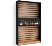 Skraut home Librería efecto madera roble y negro 110x25x186 chimenea efecto fuego