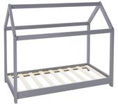 ML-Design Cama infantil con techo y somier estructura madera pino gris 160x80cm