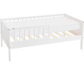 ML-Design Cama infantil 70 x 140 cm blanca con colchón espuma fría y protección