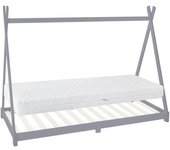 ML-Design Cama infantil tipi montessori con forma de casa madera gris 90x200 cm