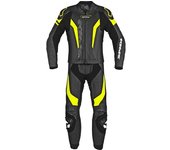 Spidi Laser Touring Traje de cuero de motocicleta de dos piezas - Negro Amarillo (58)