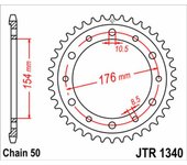 JT SPROCKETS Corona de acero estándar 1340 - 530 -