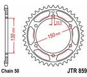 JT SPROCKETS Corona de acero estándar 859 - 530 -