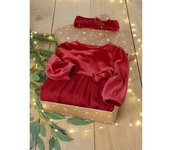 VERTBAUDET Caja regalo de Navidad vestido de tul con purpurina y cinta para el pelo para bebé rojo