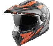 Bogotto FG-102 Safari Casco de enduro de fibra de vidrio - Negro Gris Naranja (L)