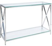 Beliani Consola vidrio templado plateado