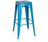 hjh OFFICE Taburete de bar metal azul claro