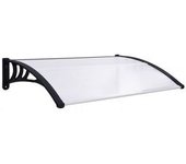 vidaXL Marquesina Para Puerta Pc Negro Y Transparente 120x80 Cm