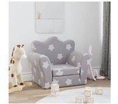 vidaXL Sofá Cama De Niños Felpa Suave Gris Claro Con Estrellas