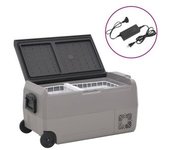 vidaXL Nevera Con Ruedas Y Adaptador Pp Y Pe Negro Y Gris 50 L