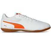 Puma - Zapatilla de fútbol sala Truco III Niño, Unisex, White-Glowing Red-Dark Crimson- Black, 5 UK