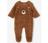 VERTBAUDET Pelele "panda" de pelo sintético para bebé niño marron medio liso con motivos