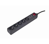 Regleta Gembird SPG5-C-5 5 tomas Tipo F 1,5m Protección Sobretensiones 16A Negro