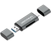 Lector de Tarjetas Vention CCHH0 USB 3.0 Aluminio Gris 5000 Mbit/s Multi-Interfaz