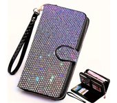 Cartera Elegante para Dama con Decoración de Pedrería - Cartera de Muñeca de Gran Capacidad con Portatarjetas - Cartera Brillante para Dama