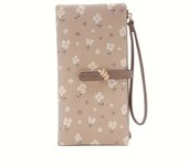 Cartera Larga para Mujeres, Estilo Floral Coreano, Informal de Doble Plegado con Cierre de Snapper, Bolsillo con Cremallera, Forro de Poliéster, Porta-Tarjetas Múltiples, Limpieza con Tocador Húmedo, Cartera de Moda