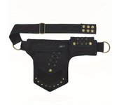 Bolsos,Riñonera negra de Tela para Mujer-Estilo casual, multifuncionales, sin foro, cerre de Cremallera, sin impresión, detalles de Remaches, Bolsa portátil para el Aire Libre para teléfono