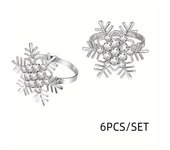 Set of 6 Golden Snowflake Napkin Rings - Perfect for Christmas, Thanksgiving & Wedding Table Settings