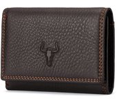 Cartera de cuero de caballo loco para hombre, titular de tarjeta de crédito de cuero de vaca genuino con forro de poliéster, color sólido, estilo casual