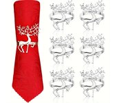 Elegant Golden & Silvery Elk Napkin Rings - Set of 6/12, Perfect for Christmas Dinners, Weddings & Holiday Table Decor