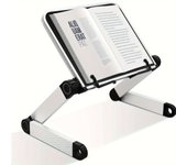 Soporte para libros Soporte para portátil ajustable y ligero de aluminio con 2 clips de papel flexibles, soporte ergonómico para libros para tabletas, revistas, documentos