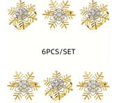 Set of 6 Golden Snowflake Napkin Rings - Perfect for Christmas, Thanksgiving & Wedding Table Settings