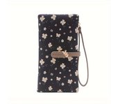 Cartera Larga para Mujeres, Estilo Floral Coreano, Informal de Doble Plegado con Cierre de Snapper, Bolsillo con Cremallera, Forro de Poliéster, Porta-Tarjetas Múltiples, Limpieza con Tocador Húmedo, Cartera de Moda