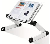 Soporte para libros Soporte para portátil ajustable y ligero de aluminio con 2 clips de papel flexibles, soporte ergonómico para libros para tabletas, revistas, documentos