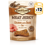 12x100g Carnilove Meat Jerky Snack Para Perros En Barritas Con Codorniz Y Pollo