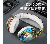 Nuevo auricular Bluetooth 8686 con montaje en la cabeza, LED luminoso, tarjeta inalámbrica para juegos, auricular Bluetooth con grafiti