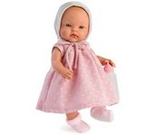 ALEX VESTIDO ROSA PINTITAS BLANCAS GORRO GRIS MUÑECA ASÍ