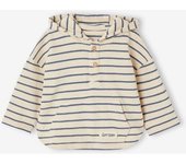 VERTBAUDET Camiseta con capucha a rayas para bebé niño beige arena