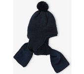 VERTBAUDET Gorro/bufanda 2 en 1 de punto bobo para bebé azul grisáceo