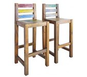 vidaXL Taburetes De Cocina 2 Unidades Madera Maciza Reciclada