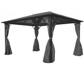 vidaXL Cenador Con Cortina Gris Antracita Aluminio 400x300 Cm