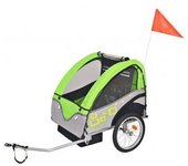 vidaXL Remolque De Bicicleta Para Niños Gris Y Verde 30 Kg