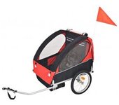vidaXL Remolque De Bicicleta Para Niños Rojo Y Negro 30 Kg