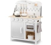 New Classic Toys Cocina de madera blanca y gris