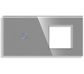 Frontal cristal gris koob 1 enchufe + 1 botón 2 módulos