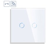 Interruptor / conmutadpr táctil doble + wifi koob frontal cristal blanco