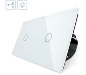 Conmutador táctil 2 botones frontal blanco