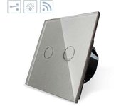 Conmutador táctil doble + remoto frontal gris