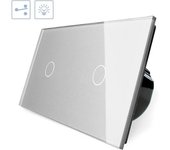 Conmutador táctil 2 botones frontal gris