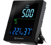 Medidor de CO2 - Bresser Smile CO2, Detección humedad, Temperatura, De 0° a +50°C, Negro