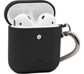Funda estuche de carga auriculares - Puro PUAP018, Para Apple AirPods, 100% biodegradable, Gancho aluminio, Negro
