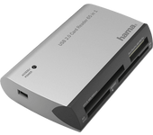 Lector de tarjetas - Hama Todo en uno 00200129, USB, 480 Mbit/s, Plata
