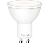 Bombilla inteligente - Hama GU10, WiFi, Luz regulable, 4.5 W, Compatible con Alexa y Google Assistant, Blanco